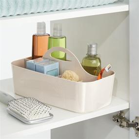 img 2 attached to 🧺 mDesign Plastic Portable Storage Organizer Caddy Tote - Divided Basket Bin for Bathroom & Dorm - Cream/Beige"