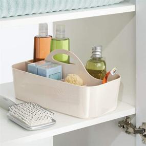 img 3 attached to 🧺 mDesign Plastic Portable Storage Organizer Caddy Tote - Divided Basket Bin for Bathroom & Dorm - Cream/Beige"