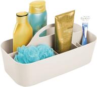 🧺 mdesign plastic portable storage organizer caddy tote - divided basket bin for bathroom & dorm - cream/beige" logo