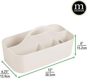 img 1 attached to 🧺 mDesign Plastic Portable Storage Organizer Caddy Tote - Divided Basket Bin for Bathroom & Dorm - Cream/Beige"