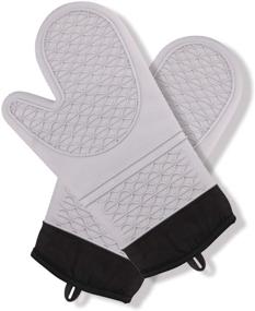 img 4 attached to 🔥 Heat Resistant 572 F Oven Mitts, Premium Silicone Slip Pot Holders with Non-Slip Textured Grip, Perfect for Grilling, Cooking, Baking, BBQ - Oven Mitt with Quilted Liner 1 Pair (Gray)