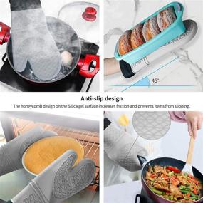 img 1 attached to 🔥 Heat Resistant 572 F Oven Mitts, Premium Silicone Slip Pot Holders with Non-Slip Textured Grip, Perfect for Grilling, Cooking, Baking, BBQ - Oven Mitt with Quilted Liner 1 Pair (Gray)