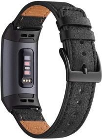 img 4 attached to 💼 WFEAGL Top Grain Leather Slim Replacement Strap for Charge 4/Charge 3/Charge 3 SE Fitness Sport Band - Black Band with Black Adapter - Ideal for Women and Men