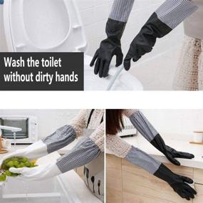 img 1 attached to 🧤 Upwsma 2pcs Kitchen Dishwashing Gloves - Wear-Resistant, Waterproof, Reusable - Black, Size Large