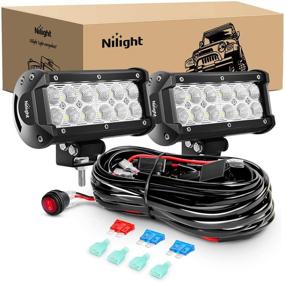 img 4 attached to 🚛 Nilight ZH008 2PCS 6.5 Inch 36W Flood Bar Led Work Driving Light: Off Road Wiring Harness, 2 Years Warranty