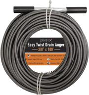 📦 easy twist drain auger by drainx - flexible plumbing cables for efficient drainage clog cleaning - includes storage bag, protective gloves - 3/8" diameter, 100 ft logo