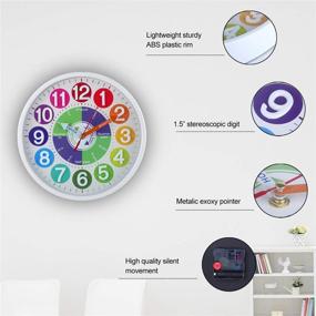 img 1 attached to ⏰ CIGERA 12 Inch Educational Wall Clock for Kids: Silent 3D Numerals, Learning Clock for Classroom, Playroom and Kids Bedroom (White)