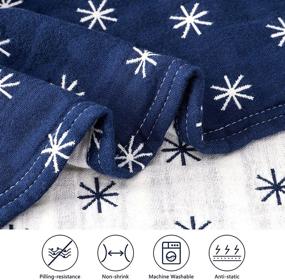 img 1 attached to 🌨️ Warm Snowflakes Cotton Blanket - Soft, Pre-Washed Throw Blanket, 68×88 Inches, Breathable for Couch Bed - Cozy All-Season Navy Blanket for Adults