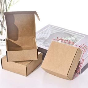 img 1 attached to Enerhu 50PCS XXL Cardboard Favor Boxes for Baby Shower and Wedding, Candy, Cookies, Earrings, Handmade Soaps - Mini Paper Gift Boxes with Wrapping, Perfect for Birthdays - 3.74x3.74x1.37in