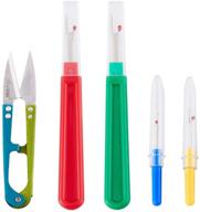 🧵 colorful assortment of 5 seam rippers - thread remover kit with 2 large and 2 small handy stitch rippers, including 1 scissors for effortlessly removing unwanted hems and seams in sewing projects logo