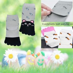 img 2 attached to 🧦 Cute Cartoon Animal Kids Toe Socks: Comfy Cotton Ankle Crew Five Finger Socks for 3-12 Years Old Boys and Girls