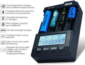 img 2 attached to 🔋 Opus BT - C3100 V2.2 Intelligent Digital 4 Slots LCD Battery Charger | Li-ion NiCd NiMh Batteries Compatible | US Plug | Purplish Blue