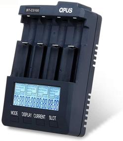 img 4 attached to 🔋 Opus BT - C3100 V2.2 Интеллектуальное цифровое зарядное устройство для батареек с ЖК-дисплеем с 4 слотами | Совместимо с Li-ion NiCd NiMh батареями | US разъем | Пурпурно-синий