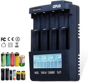 img 1 attached to 🔋 Opus BT - C3100 V2.2 Intelligent Digital 4 Slots LCD Battery Charger | Li-ion NiCd NiMh Batteries Compatible | US Plug | Purplish Blue