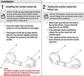 img 1 attached to AmeriLuck 16.5-inch Suction Bath Grab Bar with Indicators, Balance Assist Bathroom Shower Handle, Silver/Grey, 2-Pack