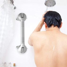 img 2 attached to AmeriLuck 16.5-inch Suction Bath Grab Bar with Indicators, Balance Assist Bathroom Shower Handle, Silver/Grey, 2-Pack