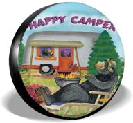 🚌 hainanboy happy camper spare tire covers - portable dirt protector wheel covers, weather-proof for trailer rv suv truck camper - travel trailer accessories 14-17 inch logo