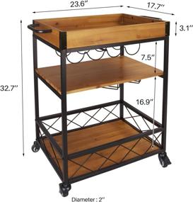 img 2 attached to 🔪 Premium LEVE 24"x18" Solid Wood Kitchen Serving Cart Bar Buffet Cart with 3 Tiers, Bottle and Goblet Holder - Light Walnut Finish for Enhanced SEO