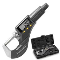 📏 digital micrometer: high precision inch/metric thickness measuring tool with 0.00005"/0.001mm resolution and protective case - includes extra battery logo