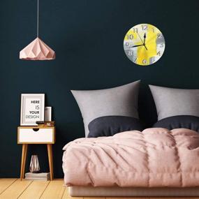 img 1 attached to ⏰ 10 Inch Round Grey and Yellow Abstract Art Painting White Wall Clock - Silent Non-Ticking Quartz Battery Operated