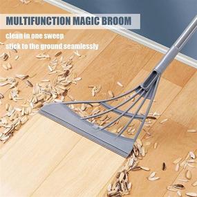 img 2 attached to 🧹 2-Pack Multifunction Magic Broom: Indoor Silicone Sweeper, Glass Wiper, Adjustable Mop | Floor Cleaning Tools, Windows Scraper, Pet Hair Sweeping Brush (Grey)