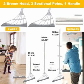 img 3 attached to 🧹 2-Pack Multifunction Magic Broom: Indoor Silicone Sweeper, Glass Wiper, Adjustable Mop | Floor Cleaning Tools, Windows Scraper, Pet Hair Sweeping Brush (Grey)