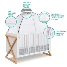 img 3 attached to 👶 Organic Cotton Baby Safety Pop Up Crib Tent - See Through Mosquito Net & Nursery Canopy Cover for Infant - Prevents Climbing Out - Toddler Crib Accessories