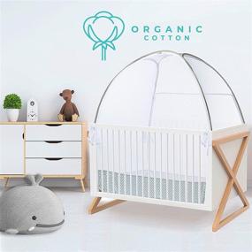 img 2 attached to 👶 Organic Cotton Baby Safety Pop Up Crib Tent - See Through Mosquito Net & Nursery Canopy Cover for Infant - Prevents Climbing Out - Toddler Crib Accessories