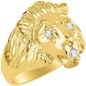 img 2 attached to 🦁 RYLOS Men's Lion Head Ring: Genuine Diamond & Stunning Precious Gem Accents in Yellow Gold Plated Silver – Perfect Conversation Starter for Men's Jewelry