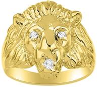 🦁 rylos men's lion head ring: genuine diamond & stunning precious gem accents in yellow gold plated silver – perfect conversation starter for men's jewelry logo