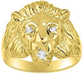 img 4 attached to 🦁 RYLOS Men's Lion Head Ring: Genuine Diamond & Stunning Precious Gem Accents in Yellow Gold Plated Silver – Perfect Conversation Starter for Men's Jewelry