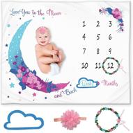 👶 kemina blankets baby monthly milestone blanket for girls and boys - baby girl and boy milestone blanket, perfect gifts for baby shower and nursery decor - includes wreath, headband - 50x40in logo