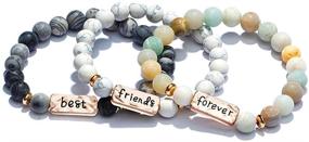 img 4 attached to 🔥 YINI 3 Pcs Volcanic Stone Friendship Bracelets: Natural, Handmade, Beaded Stretch Bracelets (bra000001)