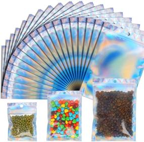 img 4 attached to 🌈 100 Pieces 4" x 6" Resealable Holographic Rainbow Color Bags - Smell Proof Bags, Foil Pouch Ziplock Bags for Party Favor Food Storage, Coffee Beans, Candy & Jewelry Packaging