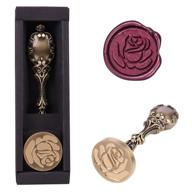 🌹 vintage bronze handle iclosam rose wax seal stamp - 1.2 inch flower pattern seal for envelopes, wedding invitations, wine packages, snail mails, gift ideas logo