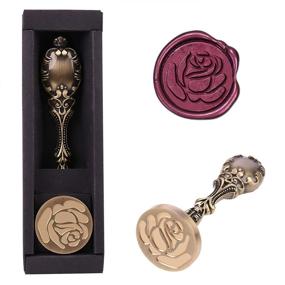 img 4 attached to 🌹 Vintage Bronze Handle iClosam Rose Wax Seal Stamp - 1.2 inch Flower Pattern Seal for Envelopes, Wedding Invitations, Wine Packages, Snail Mails, Gift Ideas