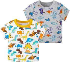img 4 attached to LuckyCandy Toddler Boys T-Shirts: 2-Pack Dinosaur Cotton Clothes for 2-7 Years