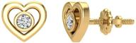 💎 heart-shaped diamond stud earrings for girls-women | 10k solid gold, 0.10 ct t.w. | comes with gift box and authenticity cards logo