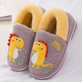 img 3 attached to 🦖 Dinosaur Slippers for Boys' Winter Bedroom - Comfortable Memory Shoes