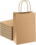 boxusa kraft paper bags with handles 5.25x3.75x8 100pcs- brown gift bags, small shopping bags bulk, business craft bags, retail merchandise bags, party favor bags logo