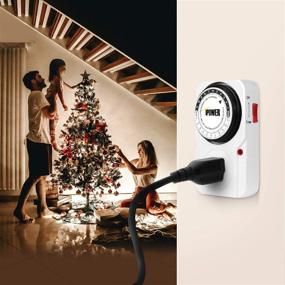 img 2 attached to 🕛 iPower 24 Hour Plug-in Mechanical Electric Outlet Timers Switch with Programmable Indoor Setting, Accurate Heavy Duty 3-Prong Design for Lamps, Fans, Christmas String Lights, AC 1725W 1/2 HP, UL Listed