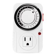 🕛 ipower 24 hour plug-in mechanical electric outlet timers switch with programmable indoor setting, accurate heavy duty 3-prong design for lamps, fans, christmas string lights, ac 1725w 1/2 hp, ul listed logo