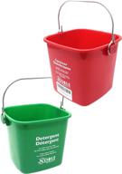 🧺 set of 2 square small red and green detergent/sanitizing buckets - 3 quart cleaning pails logo