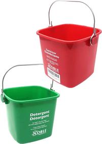 img 4 attached to 🧺 Set of 2 Square Small Red and Green Detergent/Sanitizing Buckets - 3 Quart Cleaning Pails