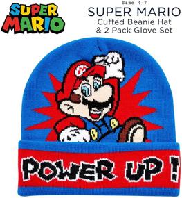 img 3 attached to Разогрейте зимние приключения с набором шапки и перчаток Nintendo Super Mario Bros. для малышей и мальчиков!