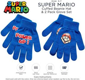 img 2 attached to Разогрейте зимние приключения с набором шапки и перчаток Nintendo Super Mario Bros. для малышей и мальчиков!