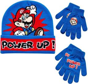 img 4 attached to Разогрейте зимние приключения с набором шапки и перчаток Nintendo Super Mario Bros. для малышей и мальчиков!
