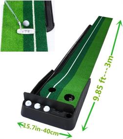 img 4 attached to 🏌️ Golf Putting Green Mat with Auto Ball Return - Perfect Indoor/Outdoor Training Aid & Fun Game with Alignment Line and Baffle Plate - Ideal for Golfers, Home Office, and Outdoor Use - Great Gift for Men