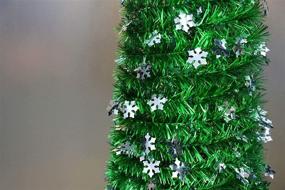 img 2 attached to 🎄 Fonding Mols 5ft Artificial Green Christmas Snow Tree - Collapsible Pop Up Green Tinsel Coastal Xmas Snowflake Tree for Frozen Holiday Party Decorations