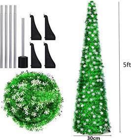 img 3 attached to 🎄 Fonding Mols 5ft Artificial Green Christmas Snow Tree - Collapsible Pop Up Green Tinsel Coastal Xmas Snowflake Tree for Frozen Holiday Party Decorations
